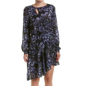 Parker Floral Midi Dress Asymmetric Dark Bluebonnet L Blue Texas Dark Feminine